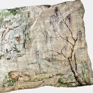 Cuddledown Queen fitted sheet 100% cotton toile Asian theme nwot washed not used